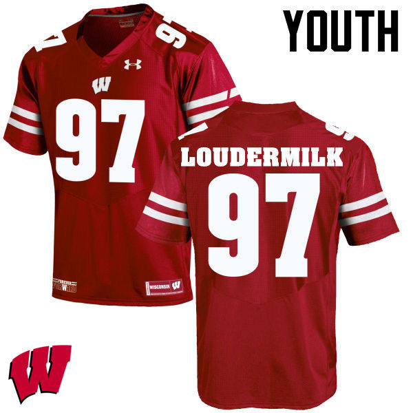Wisconsin Badgers Youth #97 Isaiahh Loudermilk NCAA Under Armour Authentic Red College Stitched Football Jersey PU40A23YG